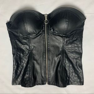 Black Zip-up Corset/Bustier Top Charlotte Russe